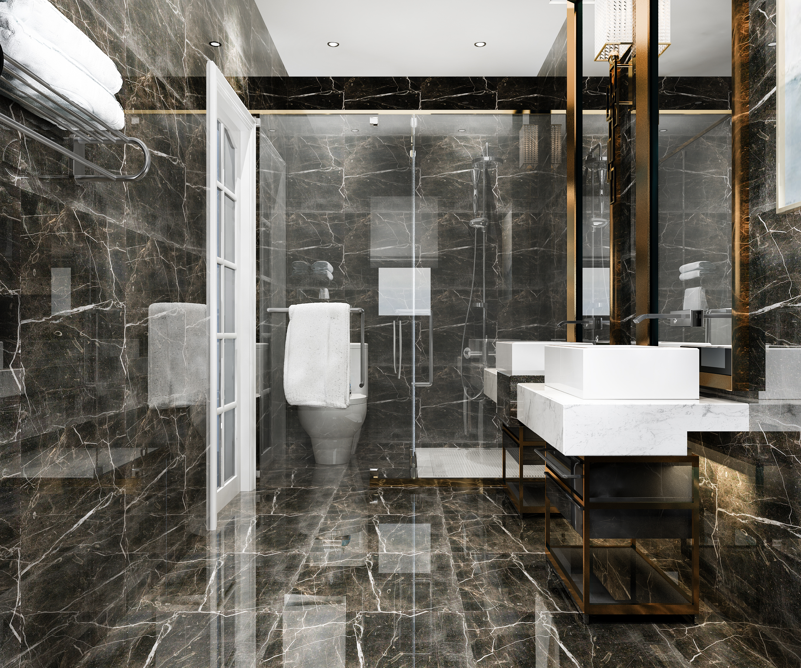 Salle de bain moderne avec carrelage luxe